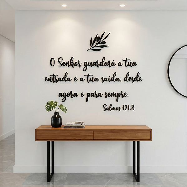 Salmos 121:8 - Frase Lettering de Parede em MDF Premium