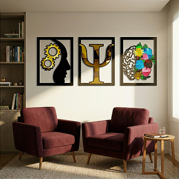 Trio Psicologia - Peça Decorativa com Acrílico em MDF Premium
