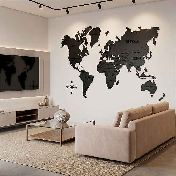 Mapa Mundi com Todos os Países Gravados