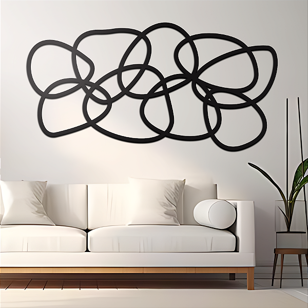 Escultura de Parede em MDF - Quadro Abstrato Vazado | Sobreposição em Arcos Abstratos