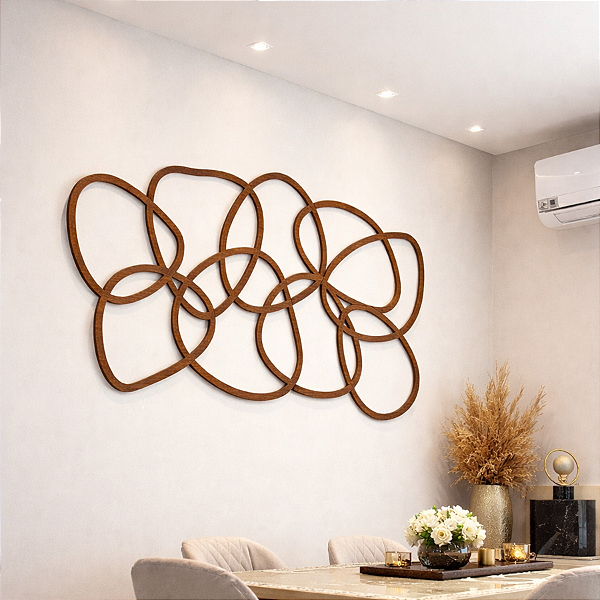 Escultura de Parede em MDF - Quadro Abstrato Vazado | Sobreposição em Arcos Abstratos