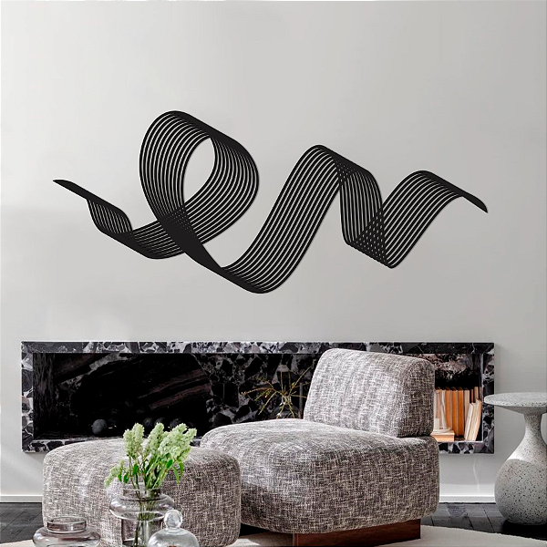 Escultura de Parede em MDF – Abstrata Fluída | Flow - Fita Abstrata