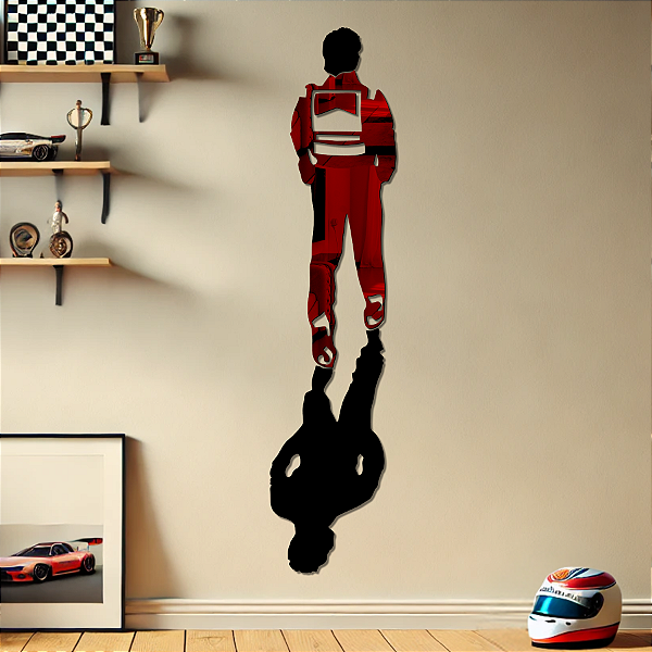 Escultura de Parede em MDF com Acrílico Espelhado - Automobilismo | Homenagem a Ayrton Senna