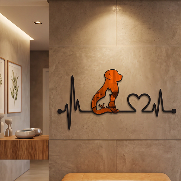 Escultura de Parede | Batimentos Pet Veterinária - em MDF com Acrílico Espelhado