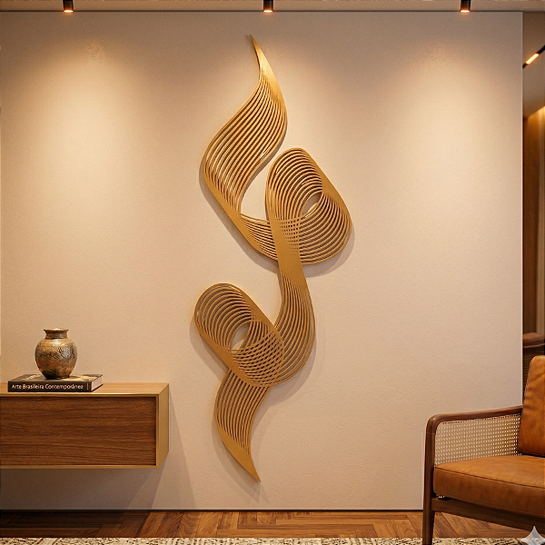 Escultura de Parede em MDF – Abstrata Fluída | Entrelaços - Fita Abstrata