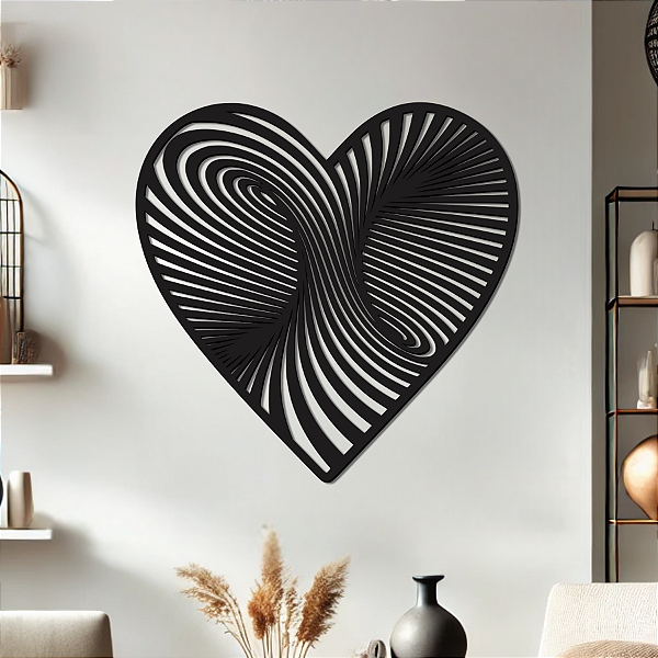 Escultura de Parede em MDF - Amor | Coração Ilusão de Ótica