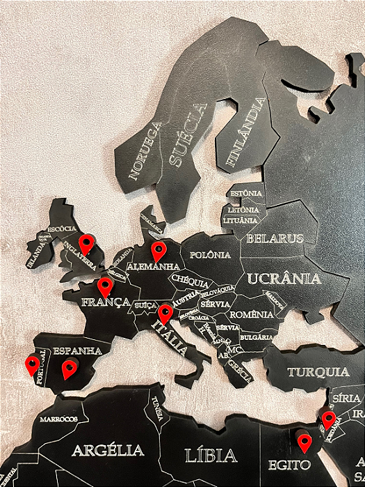 20 Pins para o Mapa Mundi com Todos os Países Gravados