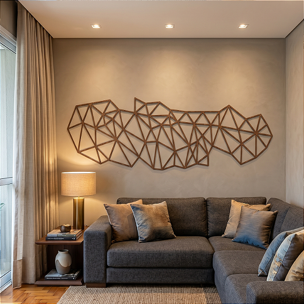 Escultura de Parede Geométrica | Entre Pontes e Silêncios - Painel Abstrato em MDF