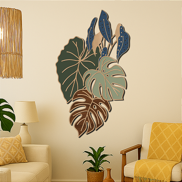 Escultura de Parede em MDF – Composição Natural em Camadas | Botânica