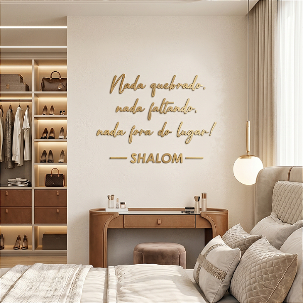 Frase de Parede em MDF – Lettering Espiritual e Minimalista | Nada quebrado, nada faltando, nada fora do Lugar - Shalom