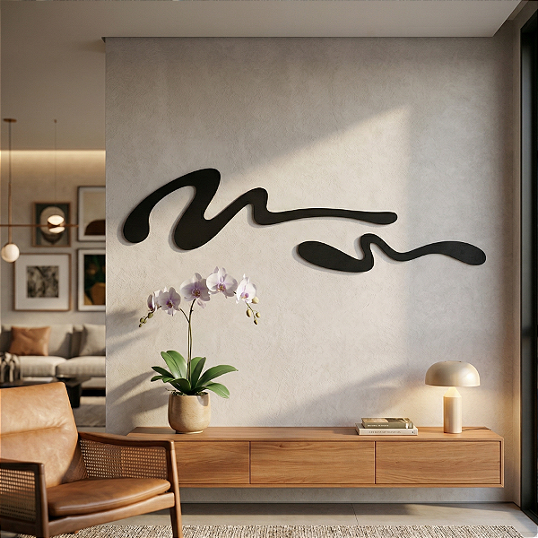 Horizonte Fluido – Quadro Abstrato | Escultura de Parede em MDF