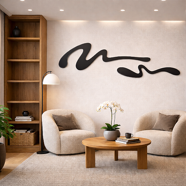 Horizonte Fluido – Quadro Abstrato | Escultura de Parede em MDF