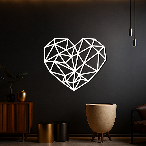 PROMOÇÃO - Escultura de Parede em MDF - Amor | Coração Geométrico