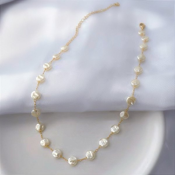 Colar Gargantilha Pérola Dourado