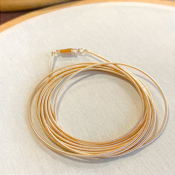 Pulseira/Colar Corda de Violão Banho Ouro 18k