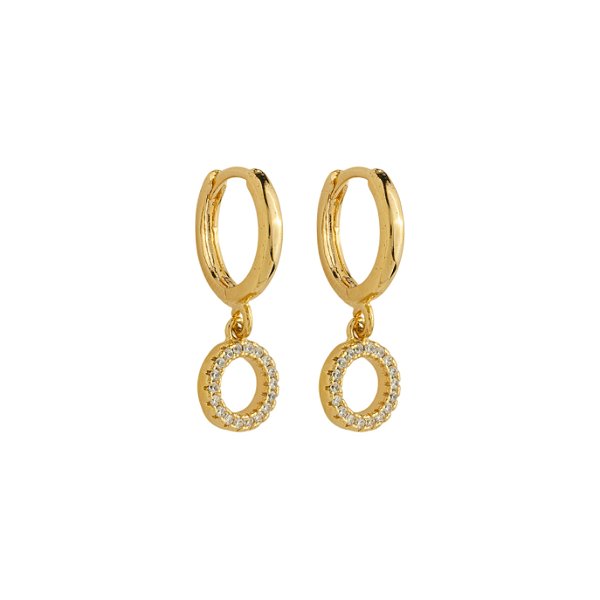 Argola Lisa Pingente Cravejado Banho Ouro 18k