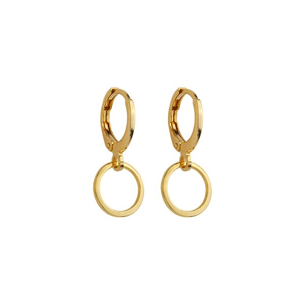 Argola Lisa Dourada com Pingente Minimalista