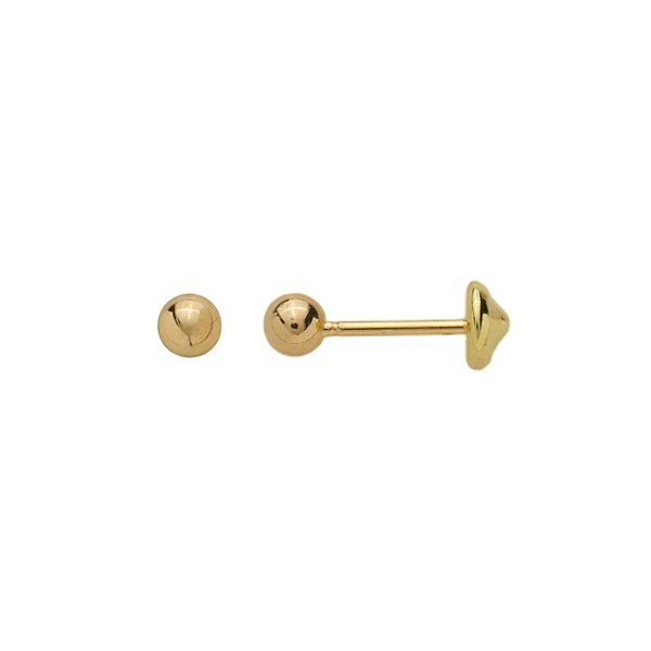 Brinco Dourado Bolinha com Tarraxa de Segurança - Adulto e Criança
