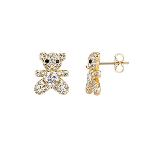 Brinco Ursinho Cravejado Uso Adulto - Banho 12 Camadas Ouro 18k
