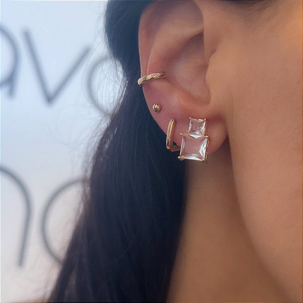 Brinco Zircônia Estela Dourado