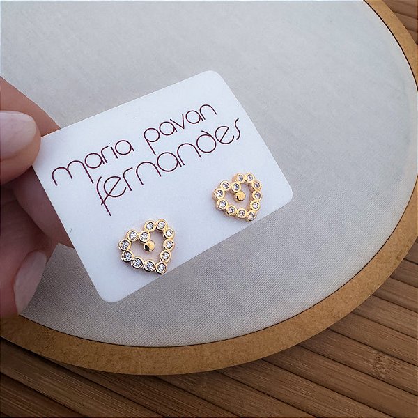 Brinco Coração Zircônias Laís Dourado