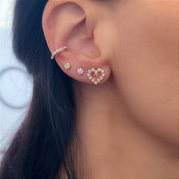 Brinco Coração Zircônias Laís Dourado