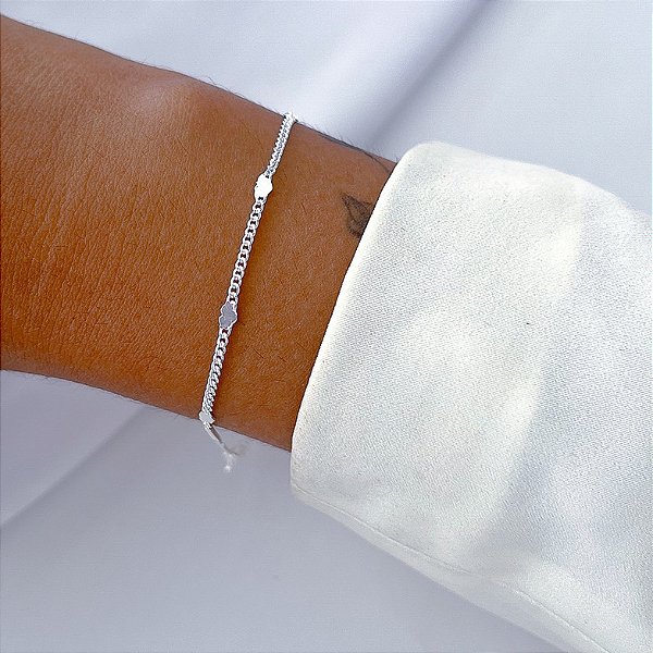 Pulseiras Corações Ana Paula Prateada