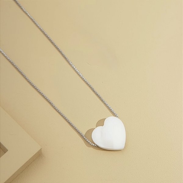 Colar Coração Madre Pérola Prateado