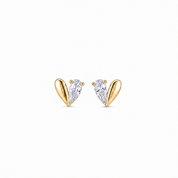 Brinco Coração Dual Chic Banho Ouro 18k