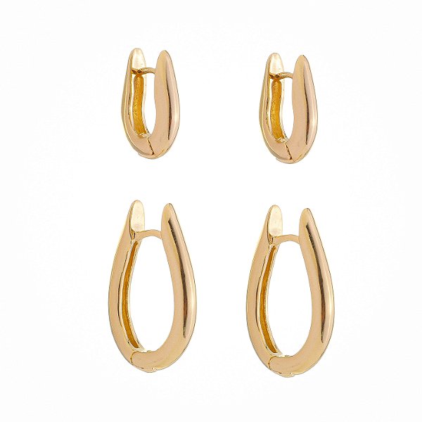 Argola Lisa Oval 21 Dourada - Tamanhos Vendidos Separadamente