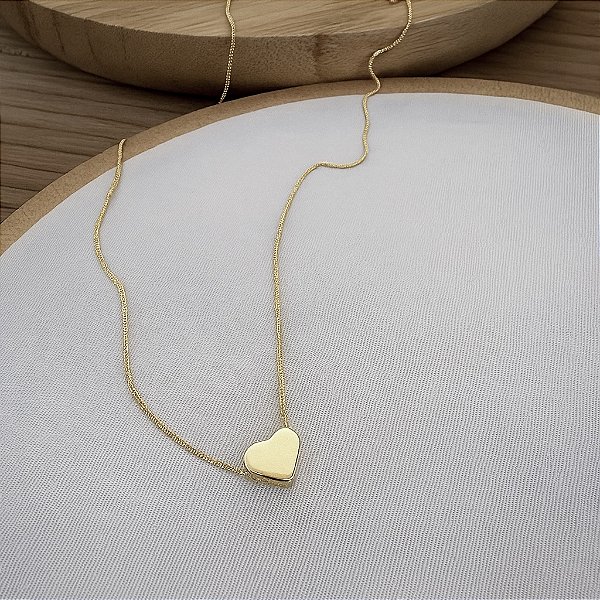 Colar Coração Kiara Banho Ouro 18k