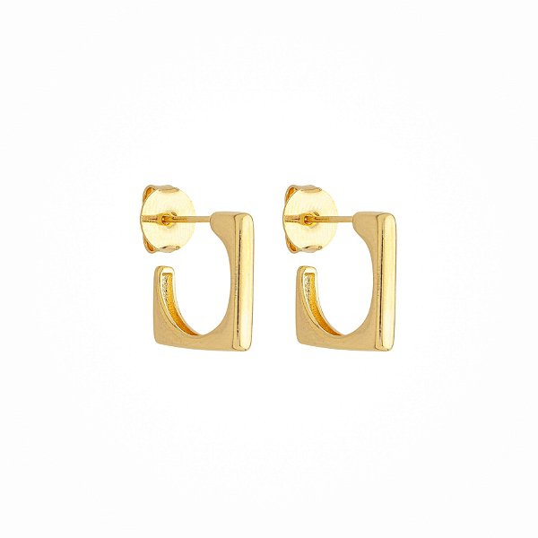 Argola Quadrada Jade banho Ouro 18k