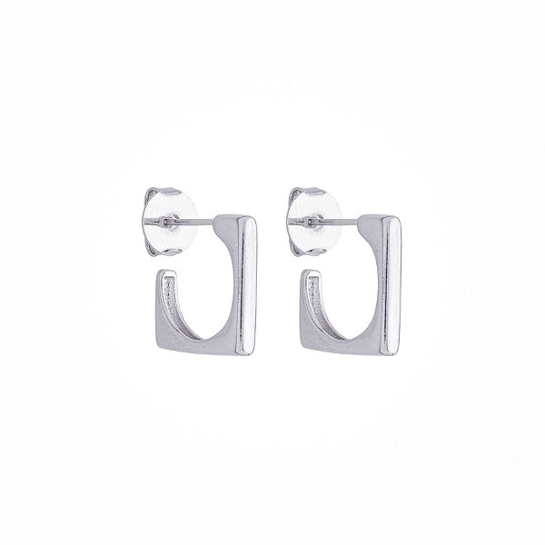 Argola Quadrada Jade Prata