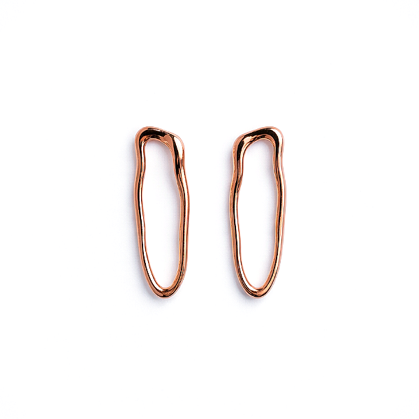 Brinco Sofia Oval Orgânico Banho Ouro 18k