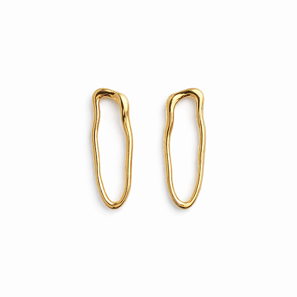 Brinco Sofia Oval Orgânico Banho Ouro 18k