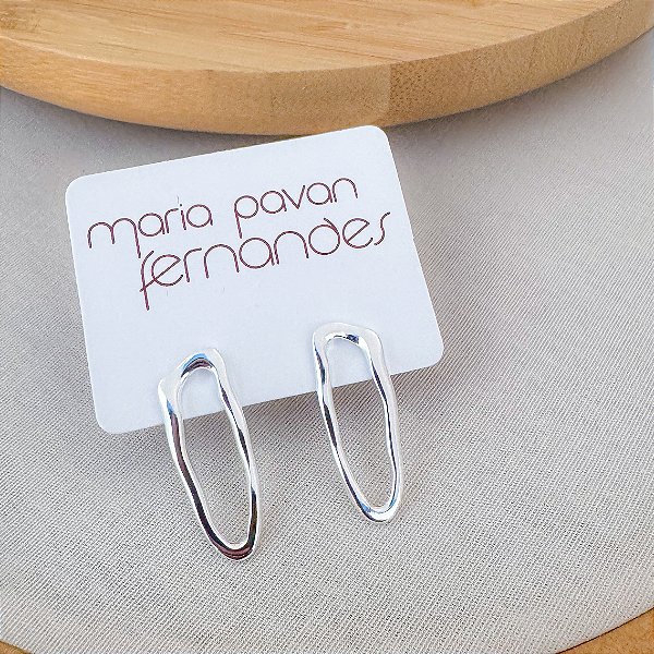 Brinco Sofia Oval Orgânico Prata