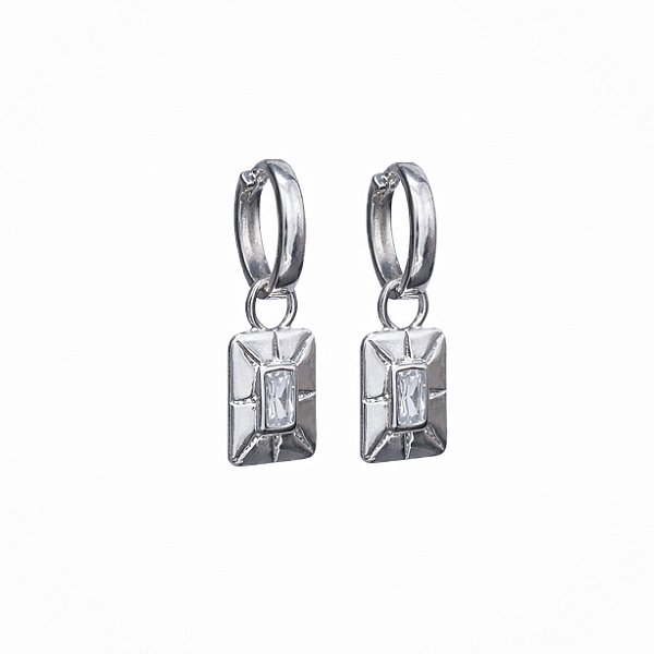 Argola Lisa Élan Pingente Zircônia Prata