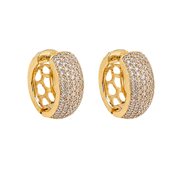 Argola Cravejada 14 - Banho Ouro 18k