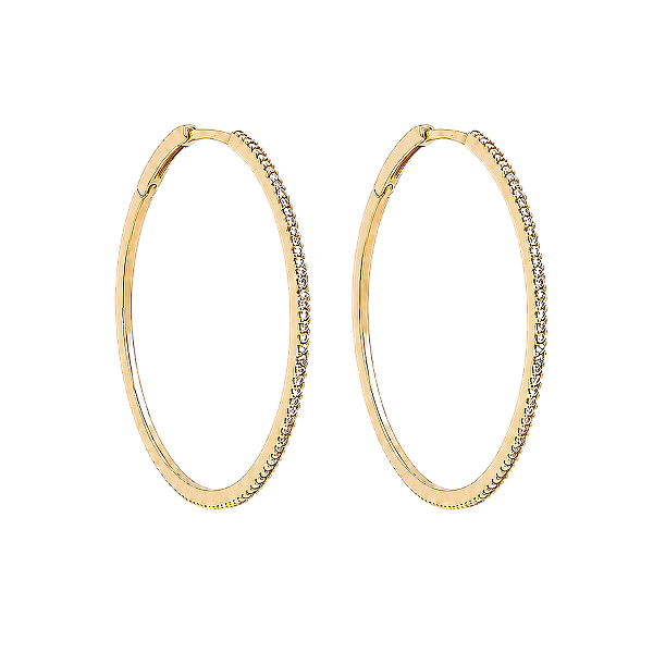 Argola Cravejada 19 Banho Ouro 18k