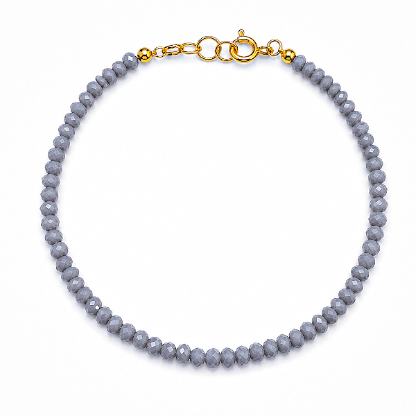 Pulseira Cristal Grey - Banho 12 Camadas Ouro 18k