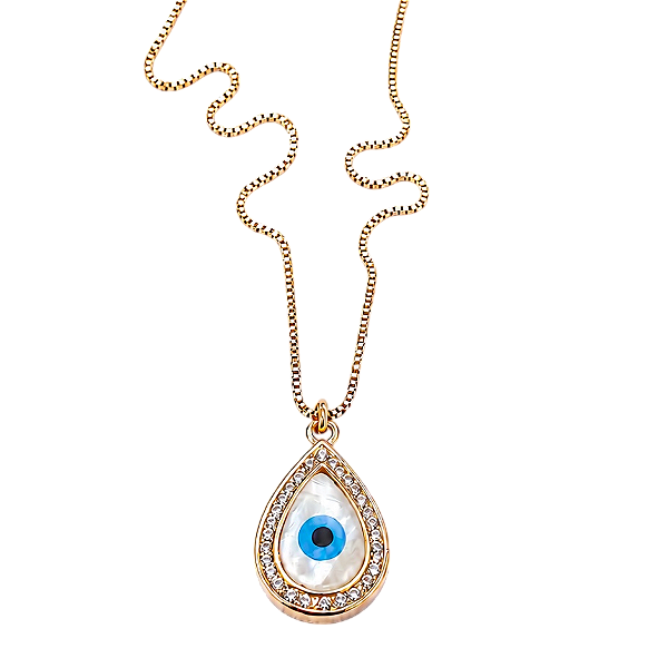 Colar Olho Grego Cravejado - Banho 12 Camadas Ouro 18k