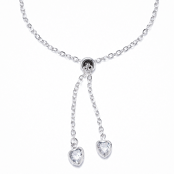 Pulseira Gravata Coração Prata