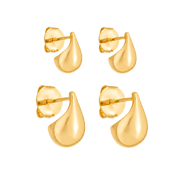 Brinco Gota Manu - Banho 12 Camadas Ouro 18k - Tamanhos vendidos separadamente