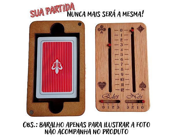Caixa Estojo para Baralho com marcador de pontos e partidas.