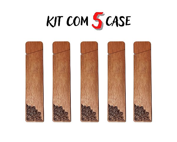 Kits Atacado 5 Porta Cigarros - Case Hemp - Wood Burning