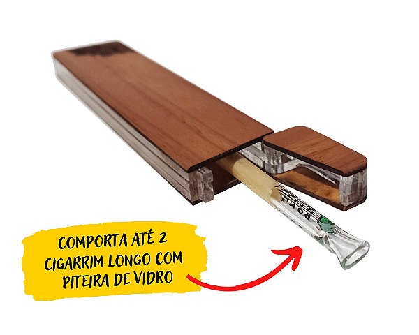 Case Glass - Estojo para enrolados com piteira de vidro - Wood Burning