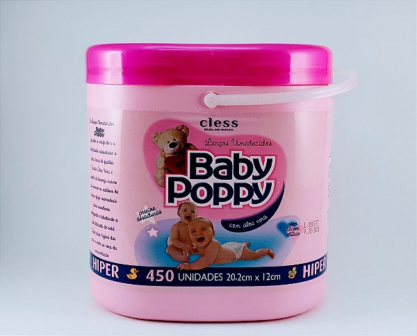 Baby Poppy Lenco Umedecido Balde 450Un Rosa