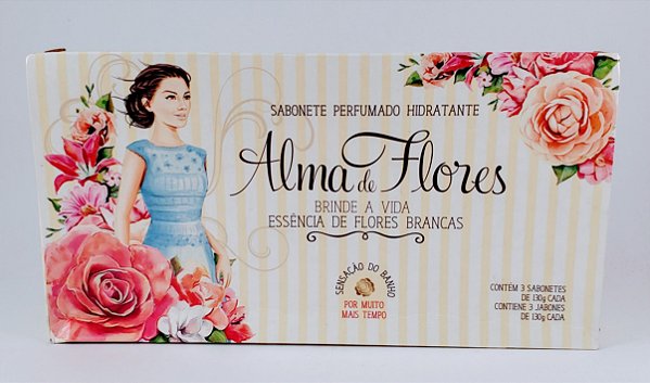 KIT SABONETE ALMA DE FLORES C/3 130G CADA CHAMPAGN