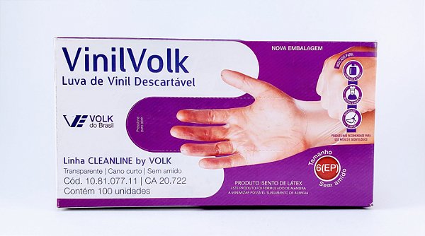 Luva Volk Vinil C/100 Extra Pequeno