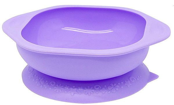 Tigela em Silicone com Sucção Baleia Lilas - Marcus & Marcus
